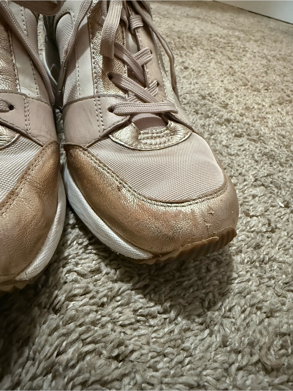 Michael Kors Blush Pink & Metallic Gold Lace-Up Sneakers - Picture 7 of 9